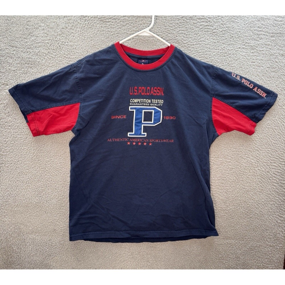 Vintage US Polo‎ Assn Shirt Adult Extra Large Blue Skater Grunge Faded 1990s Y2K